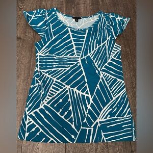 Banana Republic Blue and White Abstract Top